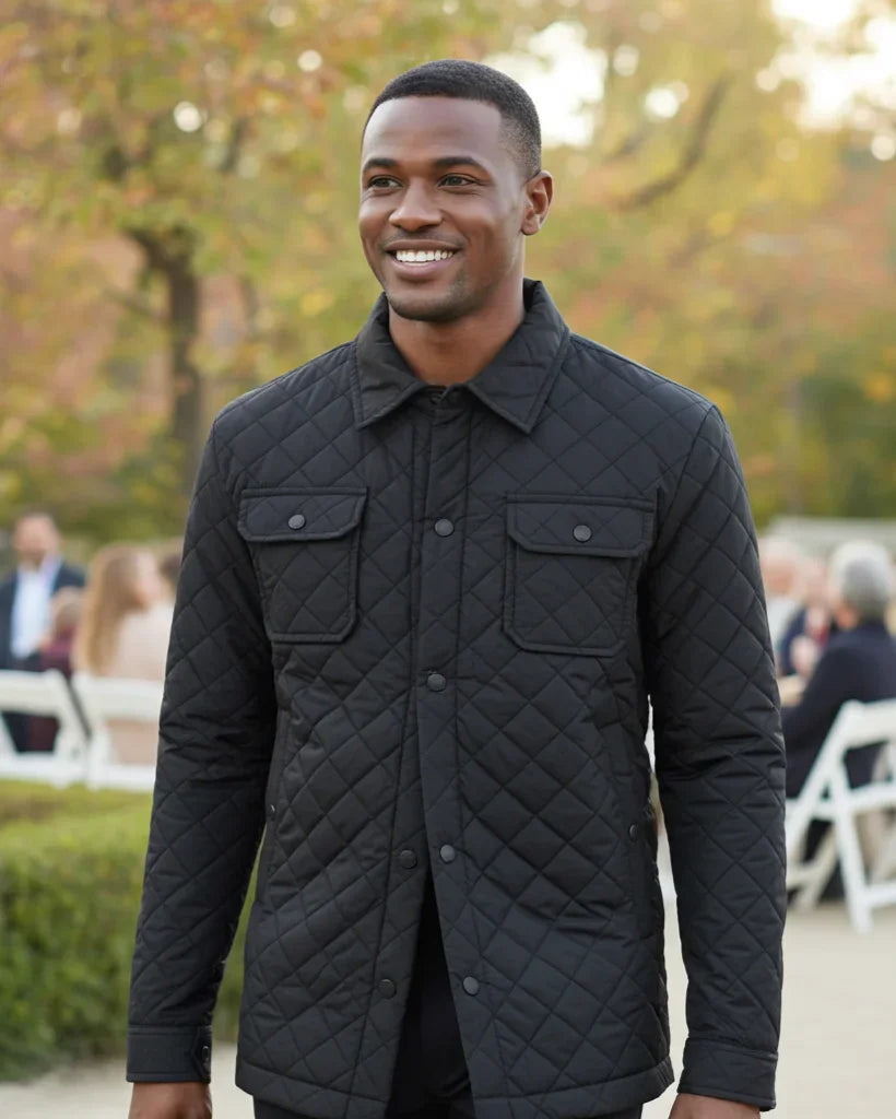 Burberry Men's Quilted Jacket In Black Slim Fit Size